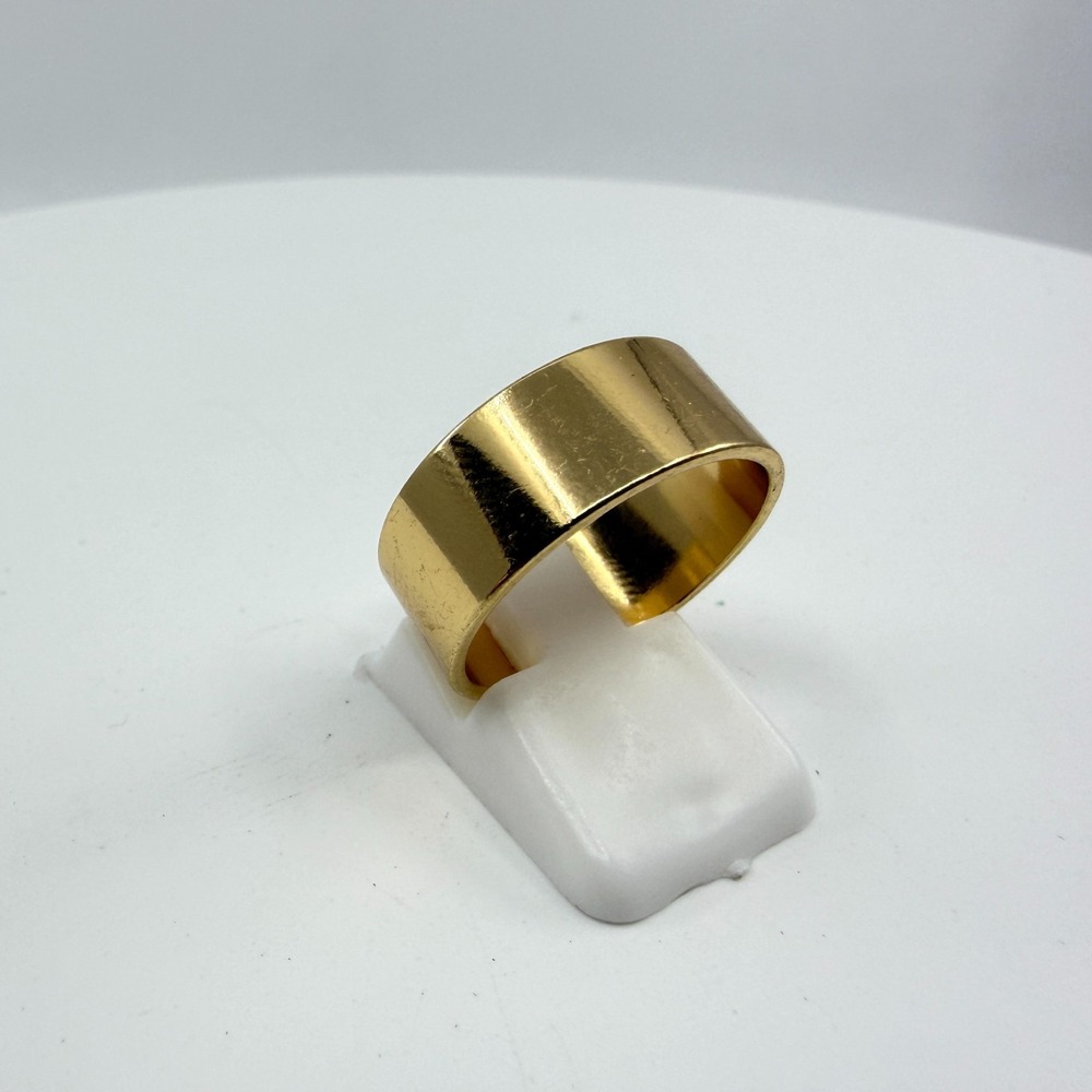 Y2K Gold Tone Wide Band Ring Minimalist Solid Statement Stackable Polished Chic